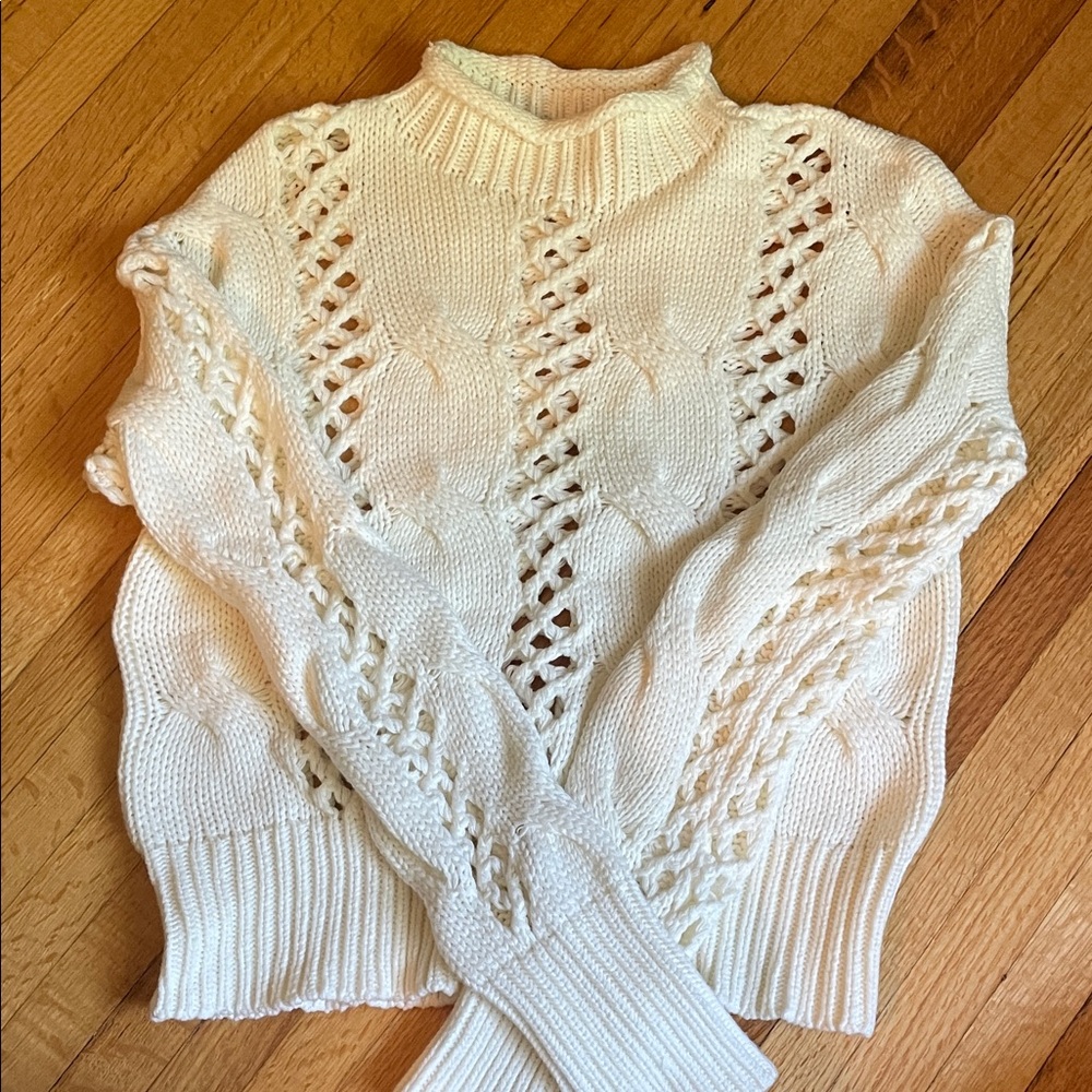 Express Cream Cable Knit Turtleneck Sweater